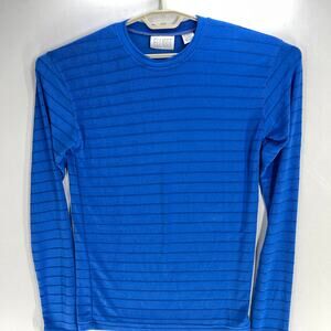 Elliot Top Women Size Large L Blue Striped Long Sleeve Minimalist Retro FLAW